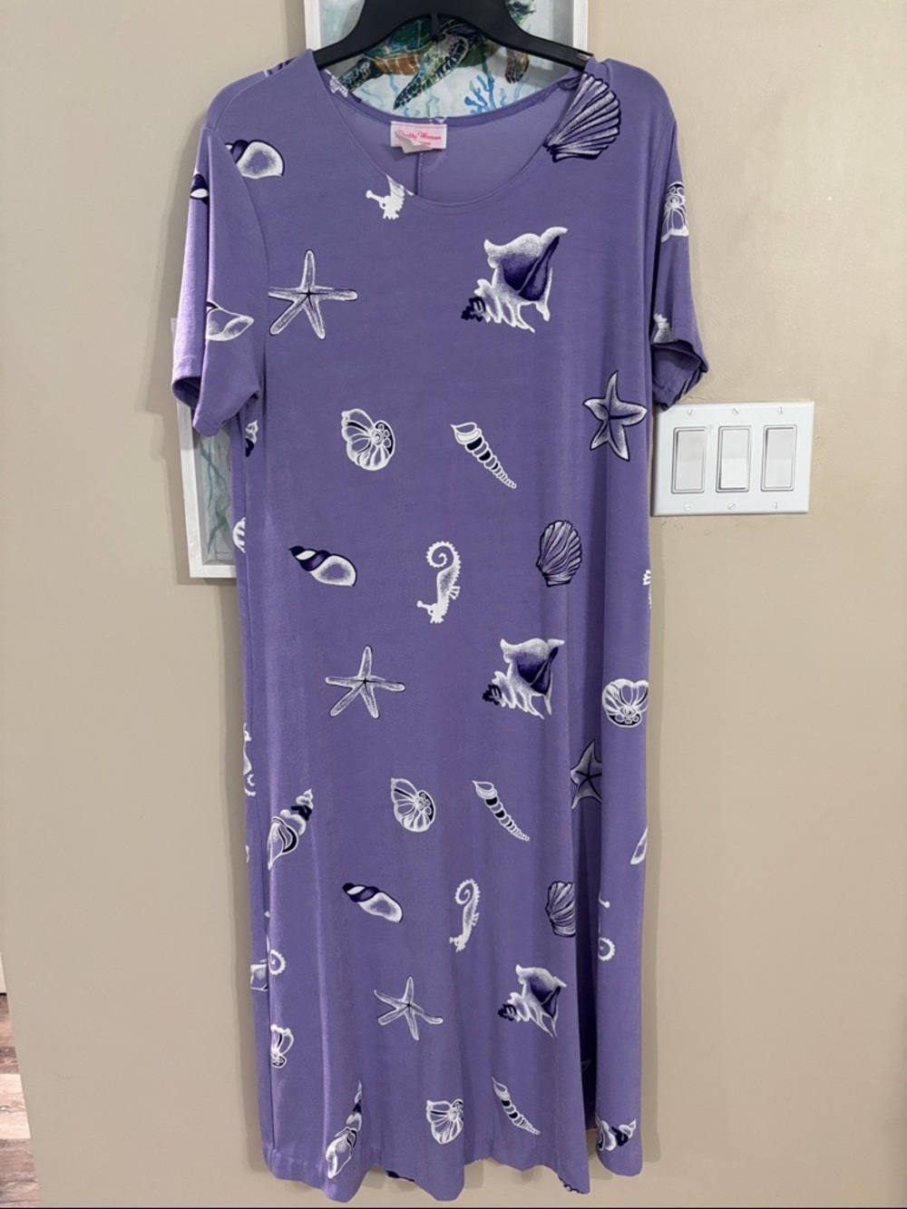 Pretty Woman Collection Ash Purple Seashell Print Maxi Dress